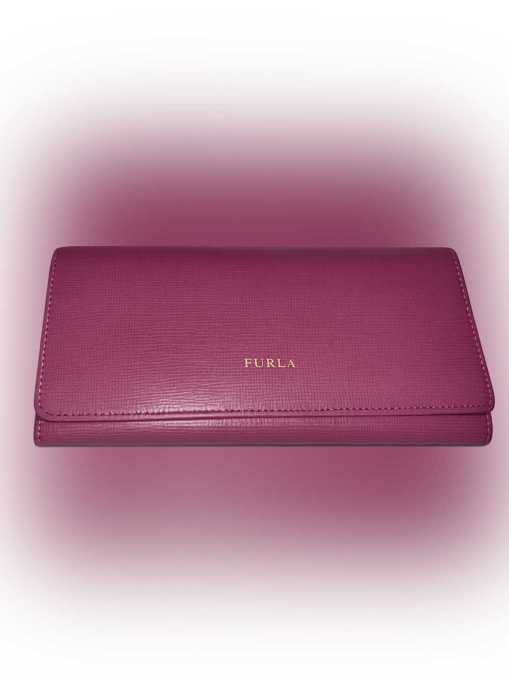 Furla Plum Textured Saffiano Leather Continental Wallet with Gold Hardware